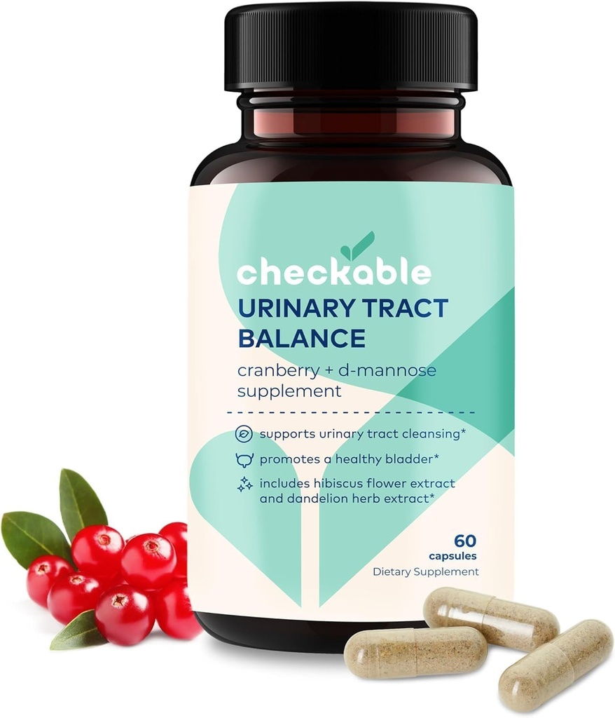 Checkable® Urinary Tract Balance - Bladder Health ve Urinary Tract Cleanser Vitamins for Men and Women - 1350 mg with D-Mannose and Cranberry - 60 Capsules