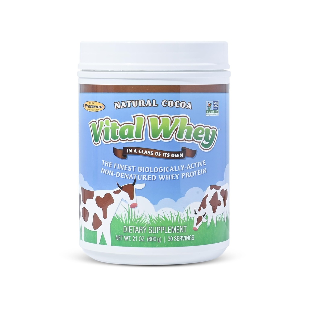 Grass-Fed Whey Protein Tozu Immune Vitality, Natural Cocoa 600g (30 hizmet), 15g Protein Servis, Vital Whey, Clean Holistic, Wellness Beslenme Beslenme