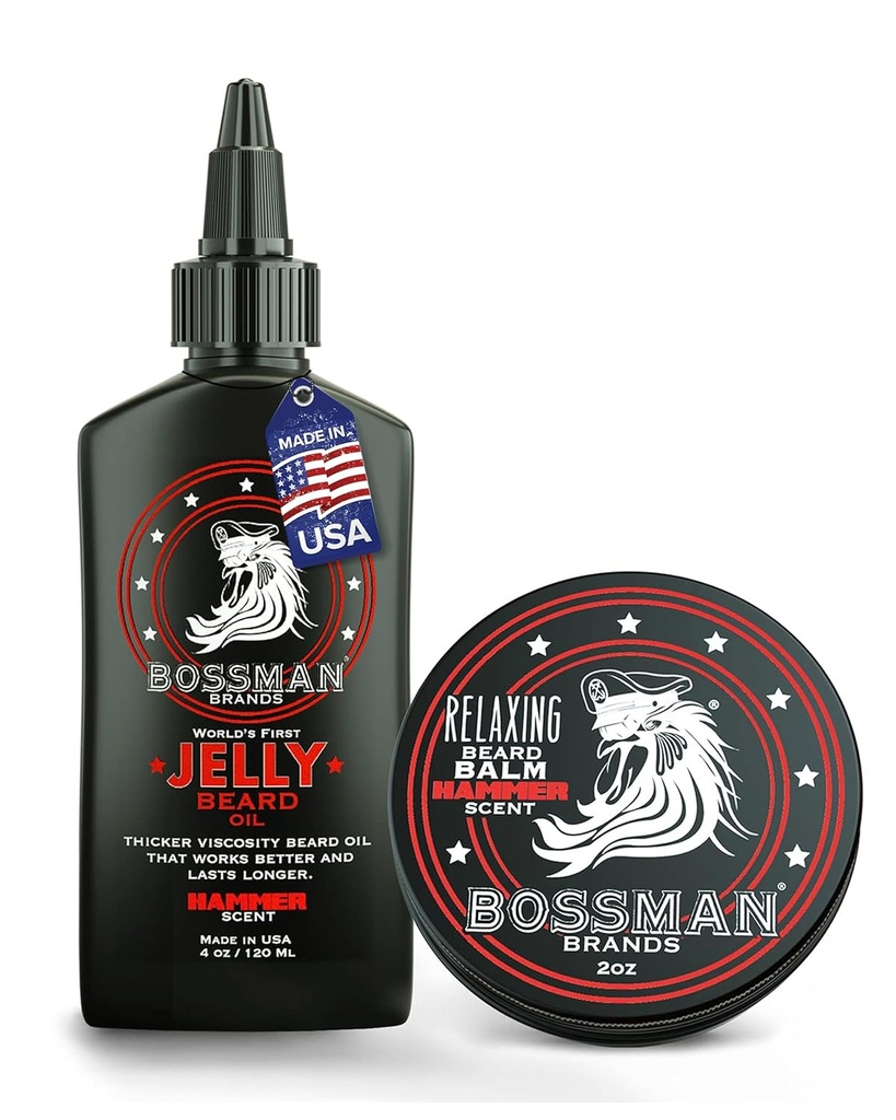 Bossman Beard πετρέλαιο Jelly και Relaxing Beard Balm Combo - Σφυρί άρωμα
