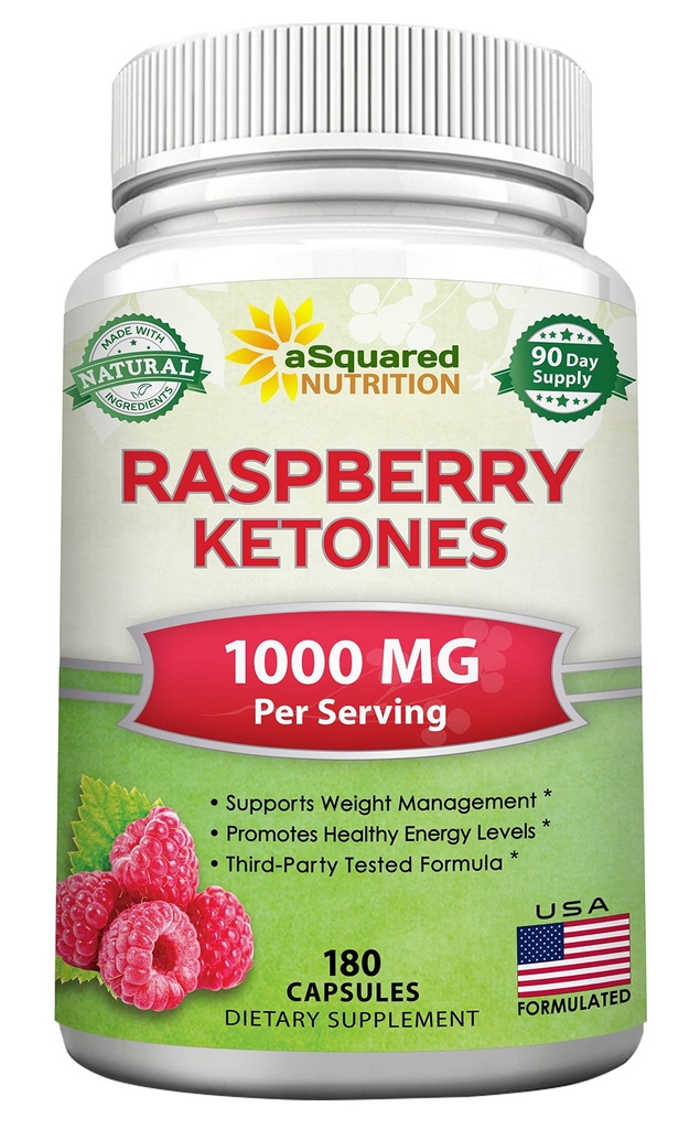 ASquared Beslenme Doğal Raspberry Ketones 1000 mg-180 Capsules-Weight Kayıp Tamam, Max Strength Plus Appetite Suppressant Diyet Pills, Premium Lean Health Toz Saf Enerji & Metabolism Güçlendirmek için