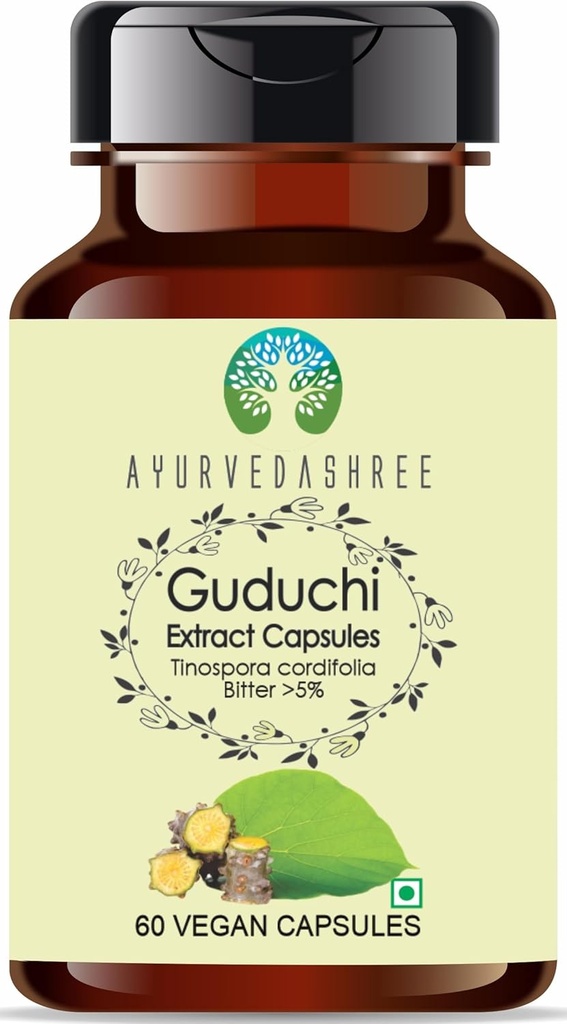 Guduchi, 500 mg - 60 Vejetaryen Capsules|Tinospora Cordifolia| All Natural | 100% Vegan | Gluten-Free | GMP sertifikalı