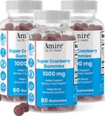 Dr. Awan Super Cranberry Gummies tarafından Amire, Urinary Tract Health'i desteklemeye yardımcı olur, Immune Function, Gelatin-Free Cranberry Chews for Men & Women, 180ct, 90-Day Supply