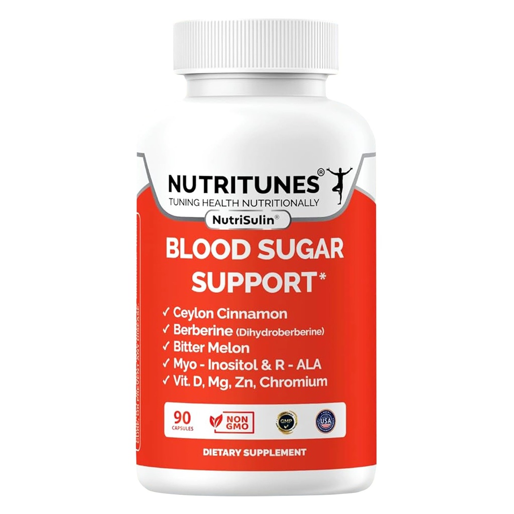 Berberine, Ceylon Cinnamon, Panax Ginseng & Kromium - Sağlıklı Şeker Metabolism - 90 NutriSulin Supplement Capsulesm