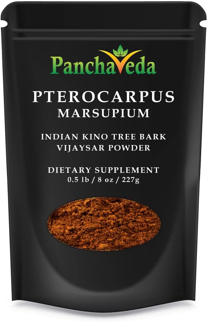 Ayurveda Pterocarpus Marsupium Powder (227g / 8 oz) Vijaysar Powder, Bijasar Churna, Ινδικό Κίνο Δέντρο Άγριο βιοτεχνημένο, Χωρίς γλουτένη, Χωρίς λακτόζη, Χωρίς ΓΤΟ, Καθαρό φυτικό συμπλήρωμα διατροφής.