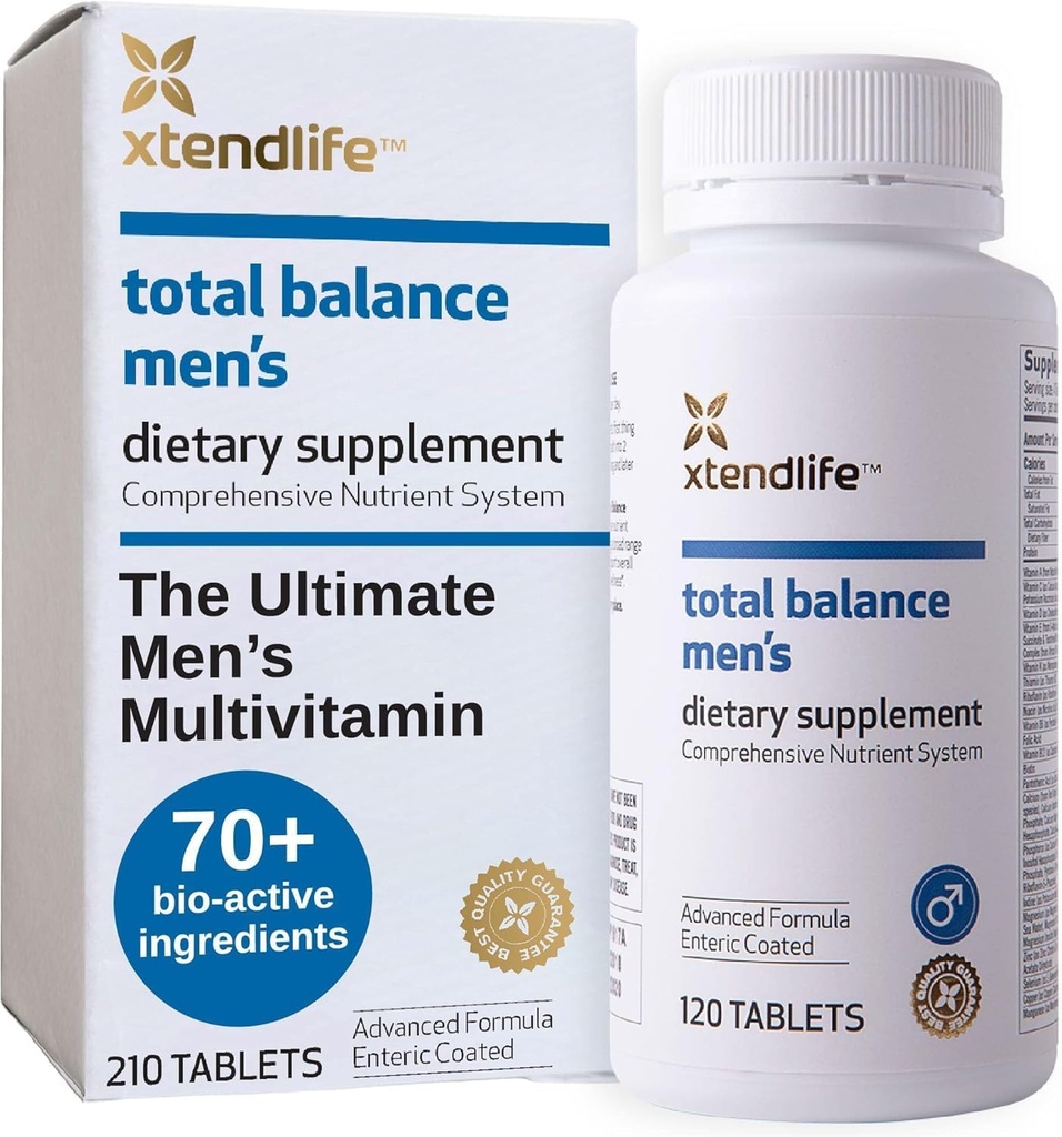 Xtendlife Total Balance Men's Multivitamin for Immune, Heart, Digestive & Cellular Health - Daily Support - 70+ Nutrients & Minerals - 30 Day Supply