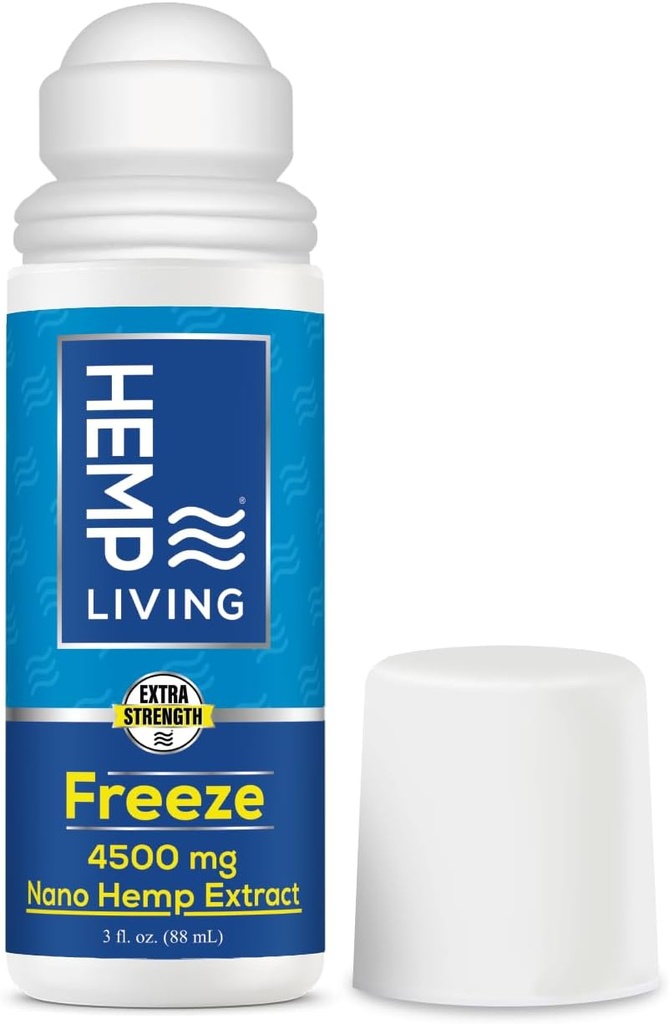 Freeze Nano Hemp Extract, Pain- Reliefing Roll On, Ψυχρή Θεραπεία, Roll on for Musles and Joint Pain, 3 oz Roll on Bottle (4500 mg)
