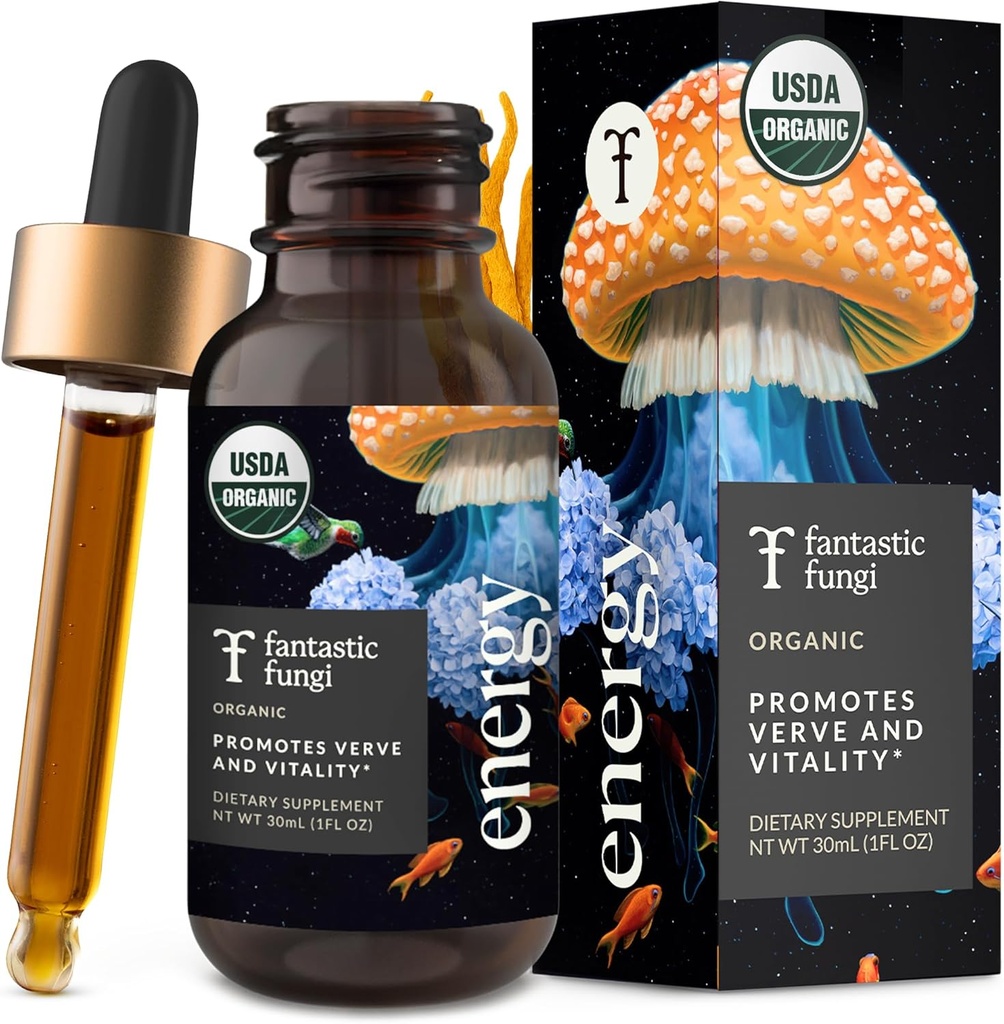Fantastik Fungi Cordyceps Mushroom Tincture Drops - 4-in-1 Stres Desteği ve Enerji Elixir, Türkiye Tail & Rhodiola - Organik Mushroom Ekstras, 30 Hizmet, 1 fl ozz