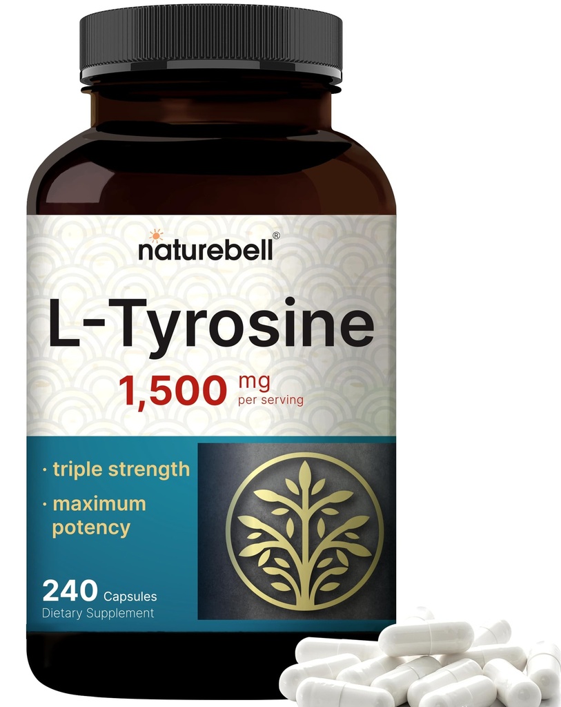 L Tyrosine συμπλήρωμα, 1.500mg ανά υπηρεσία, 240 κάψουλες 