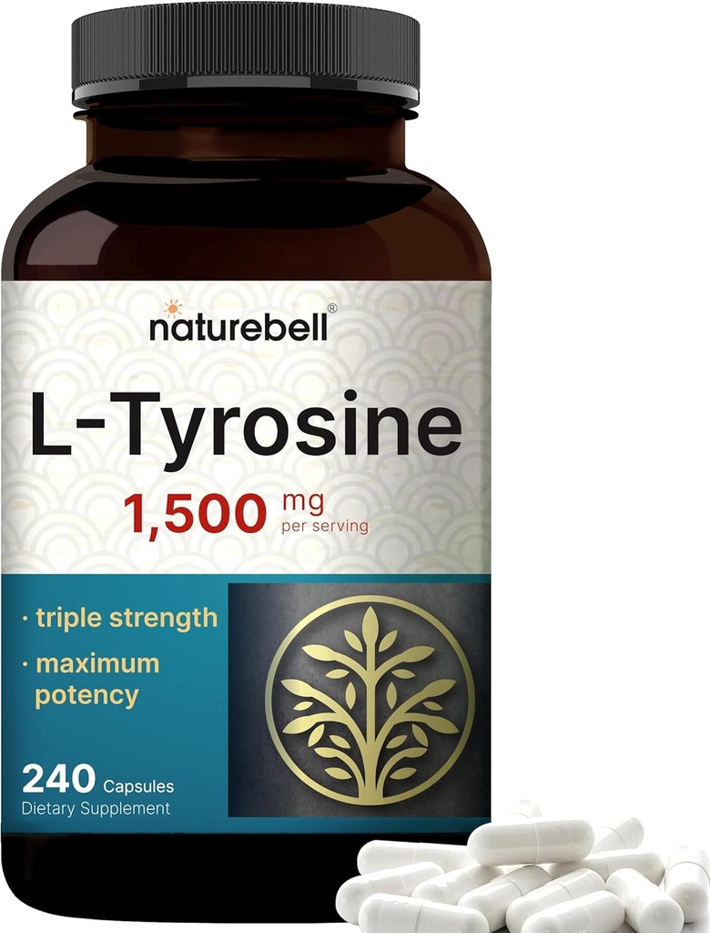 L Tyrosine συμπλήρωμα, 1.500mg ανά υπηρεσία, 240 κάψουλες 