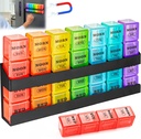 Pill Organizer 4-Times a Day: Weekly Pill Box 7 Day with Manyetik Raf - Büyük Kombinasyonlar Pill Case - Re taşınmak İlaçları Fish Oils Vitaminek Supplement (Rainbow) için Organize Tanker