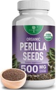 Organik Perilla Tohumu% 9 Rosmarinic Acid - USDA sertifikalı - Antivirüs Yardımı, Respiratory ve Immunity ATM- Th2 Cytokines, Doğal Occurring Luteolin - 500 mg 90 kapsül