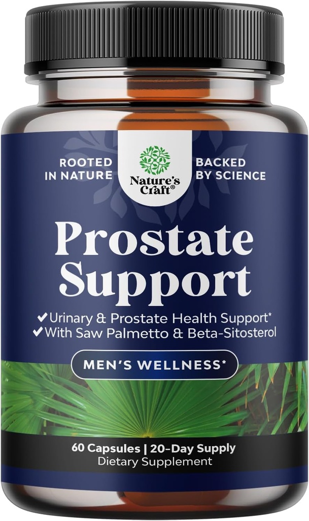 Βότανο Πριόνι Palmetto Ανδρικό Συμπλήρωμα - Poent Pygeum και Πριόνι Palmetto Εκχύλισμα με Beta Σιτοστερόλη & Πράσινο Τσάι Συμπληρώματα για Ενηλίκους Άρρενες για Ουρολοίμωξη Υποστήριξη & Συχνή Ούρεση - 60 Κάψουλες