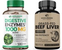 Υγιής Ευεξία Digestive Enzymes 1000MG Plus Πρεβιοτικά & Προβιοτικά + Grass Fed Αποξηραμένο βόειο κρέας κάψουλες ήπαρ Bundle