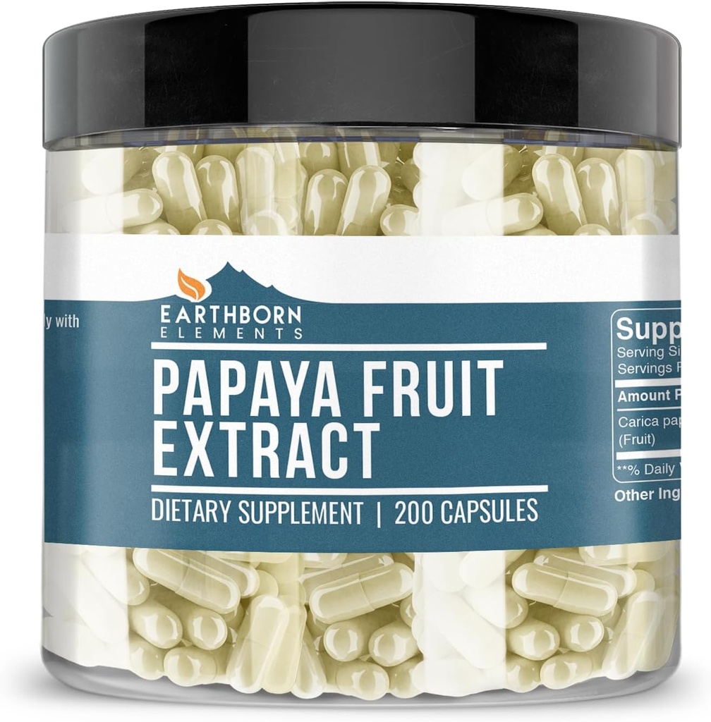 Earthborn Elements Papaya Fruit Extract 200 κάψουλες, καθαρό & μη αραιωμένο, χωρίς πρόσθετα