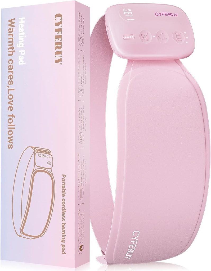 Dönem Cramps için portatif Isıtma Pad, Erkeklerintrual Isıtma Pad 5000mAh Manyetik Controller, 3 Heat Levels & 3 Masaj Modes for Period Cramps Pain Relief, Christmas Hediye for Women