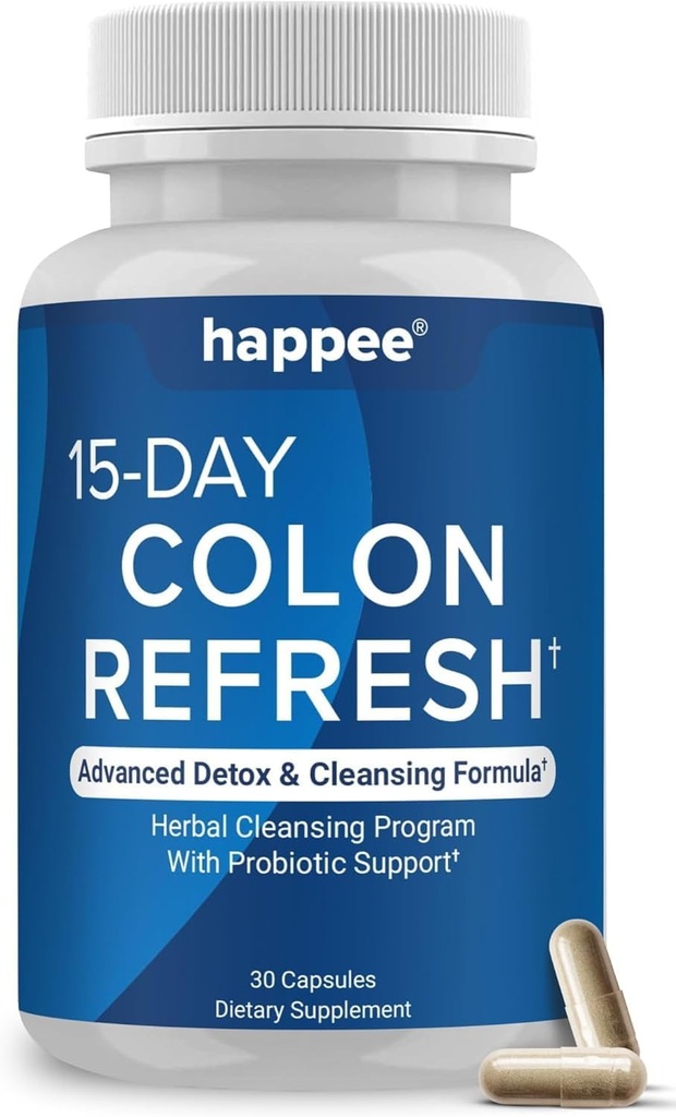 Happee Colon Cleanser & Detox for Kilo Kayıp Desteği - 15 Gün Koloni Temiz Pills & Gut Destek Probiyotikler Erkekler Kadınlar - Hızlı Doğal Laxatives Constipation Relief Relief