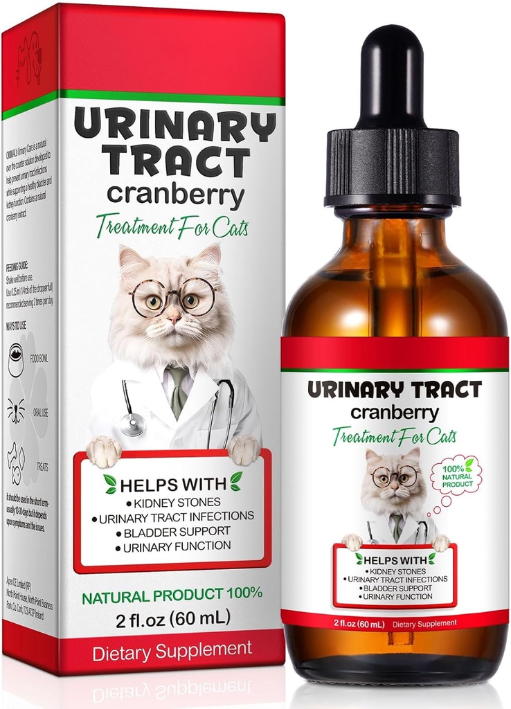 Feline Urinary Tract Health, Cat UTI Remedy, Natural Herbal Supplement 2 fl oz, Urinary Health için Düzenli Bakım Destekleme