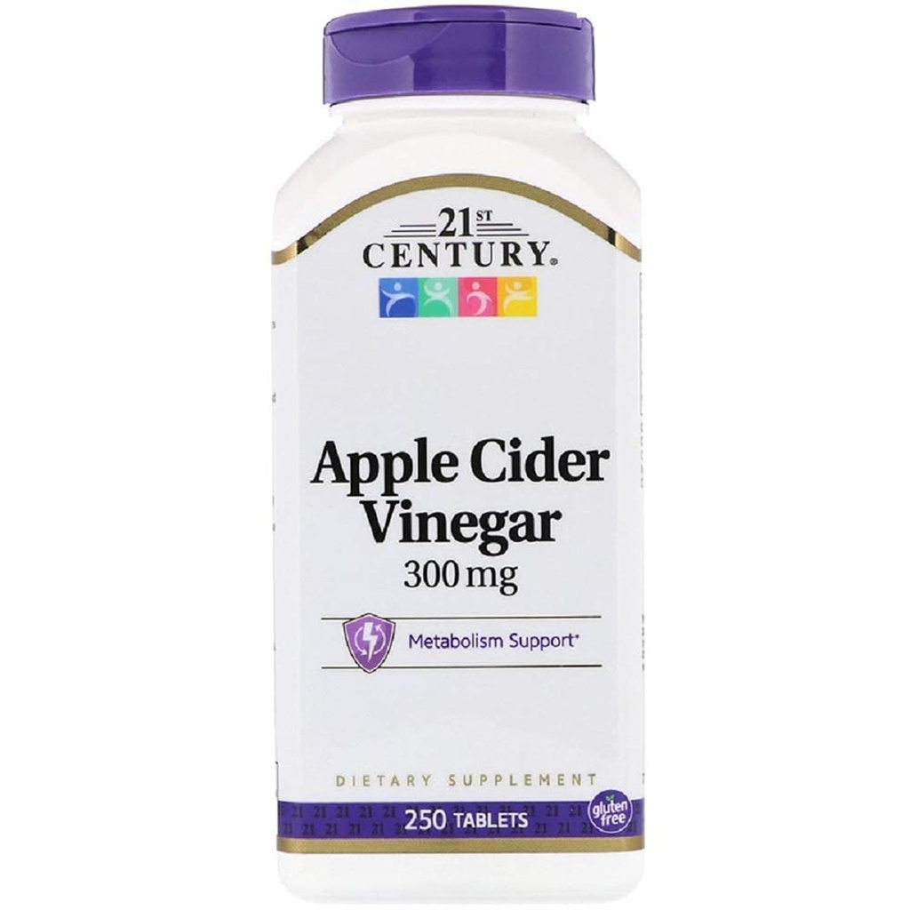 21. Yüzyıl Apple Cider Vinegar, 300 mg, 250 Tablet