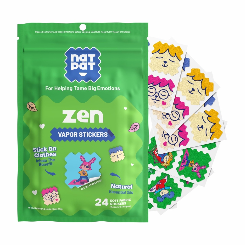 NATPAT Zen Patch Mood Calming Mirrors for Kids and Yetişkinler - Kimyasal ve İlaç Ücretsiz, Rahatlama, Calm ve Emotion Regulation - BuzzPatch Natural Patch (24 Pack)