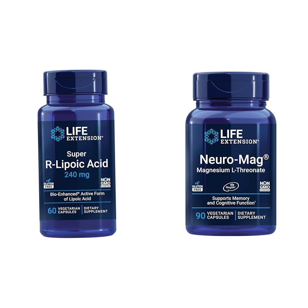Life Extension Super R-Lipoic Acid – Longevity Supplement for Oxidative Stress Defense & Neuro-mag Μαγνήσιο L-threonate, Μαγνήσιο L-threonate