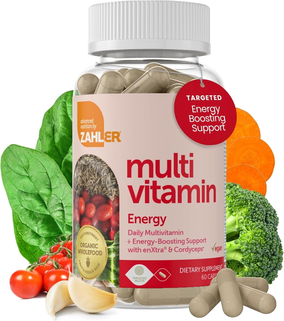 Zahler - Enerji Vitaminleri ile Kadınlar ve Erkekler için Günlük Multivitamin, Mineraller ve Demir (60 Kont) Kosher Men & Womens Multivitamins for Health - Multivitamins for Yetişkinler - Made in USA Supplements