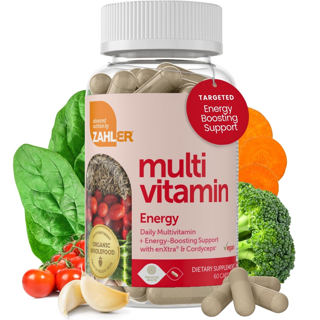 Zahler - Enerji Vitaminleri ile Kadınlar ve Erkekler için Günlük Multivitamin, Mineraller ve Demir (60 Kont) Kosher Men & Womens Multivitamins for Health - Multivitamins for Yetişkinler - Made in USA Supplements