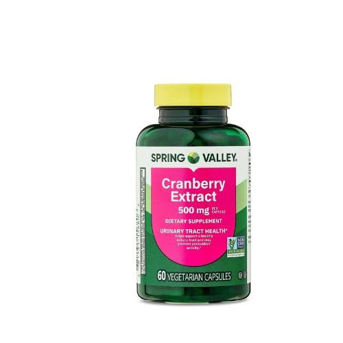 Spring Valley Cranberry Extract Vegetarian Capsules, 500 mg, 60 Kont + Dri Store Style.