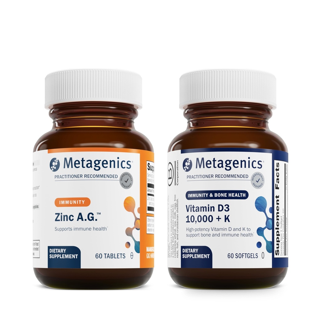 Metagenics Sche - çinko A.G. & D3 10.000 + K - Immune Support, Bone Health, Energy Metabolism - Immune Support, Heart Health Health