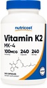 Nutricost Vitamin K2 (MK4) 240 Capsules (100mcg) - Gluten Free ve Non-GMO