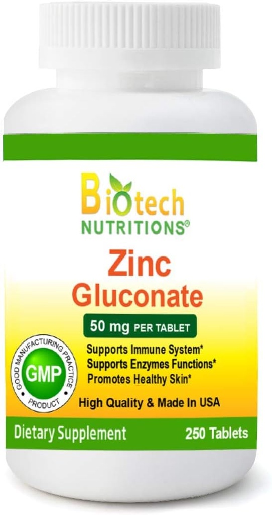 çinko Gluconate 50 mg 250 Tablet ABD Vejetary /Vegan çinko Gluconate