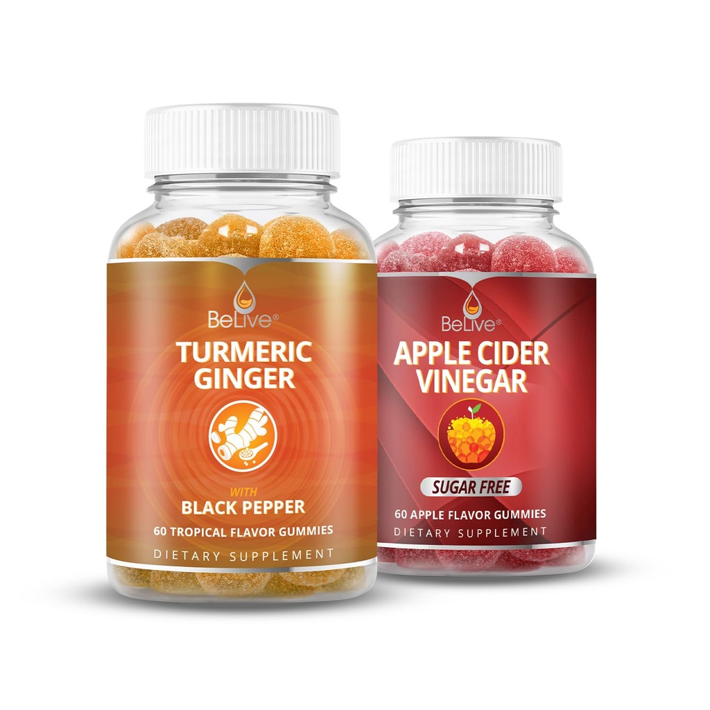BeLive Turmeric και μηλίτης αμπελιού μήλου gummies για υποστήριξη αμόλυβδη, υποστήριξη κινητικότητας, Detox, καθαρισμού και Digestive υγεία