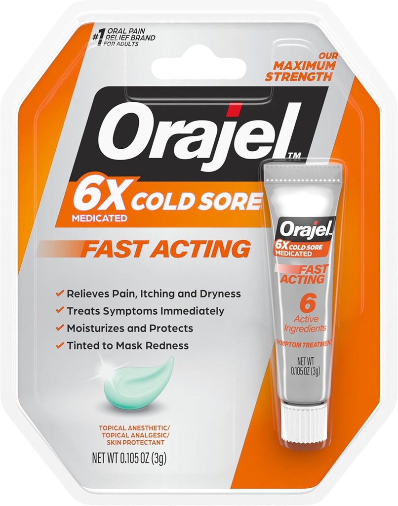 Orajel Moisturelock Θεραπεία ψυχρού Sore Symptom, Κρέμα 0.105 oz (Συσκευασία Μαΐου Vary)