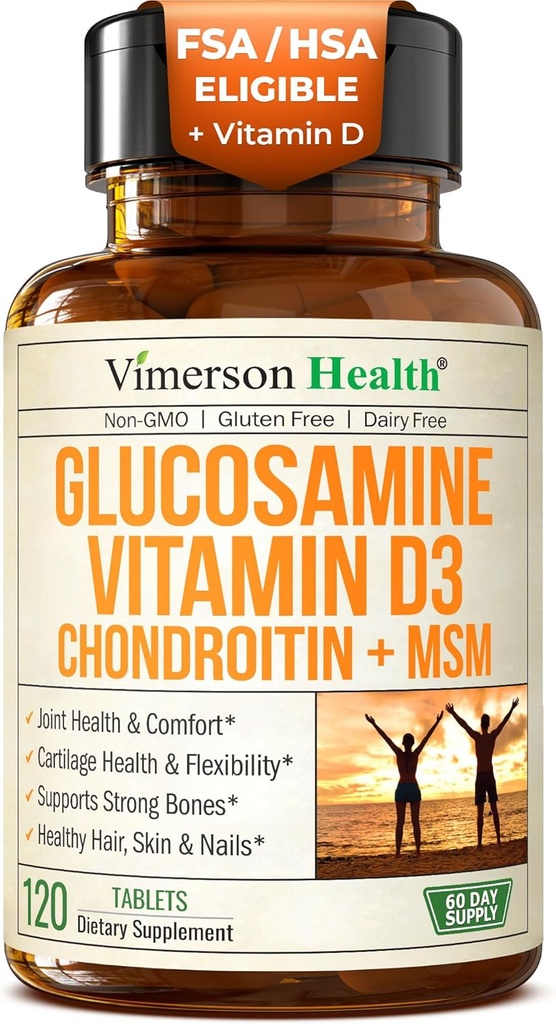 Glucosamine Chondroitin with Vitamin D3 2000IU - Erkekler ve Kadınlar için Uygun Ortak Supplements - Ortak Sağlık, Saç Skin Nails, Bone Health & Comfort with MSM, Vit D, Bromelain & Boswellia - 120 Tabs