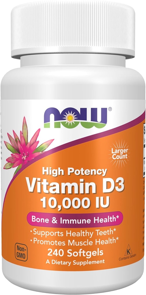 Şimdi Gıdalar Tamamlar, D-3 10.000 IU Softgels, Vitamin D, Ortak Destek, 240 Softgels