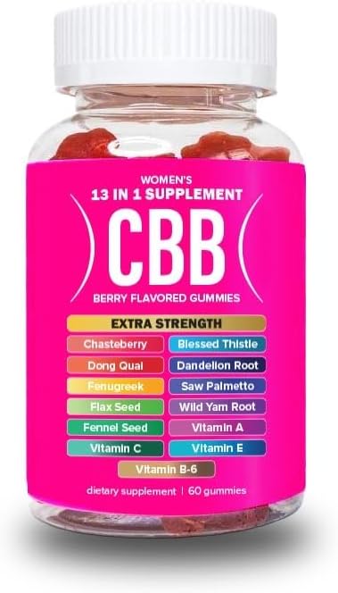 CBB 13 Kadınlar için 1 Gummies Tamam | Genel Sağlık | Yaşam Tarzı Tamam | 9 Herbal Extracts Including Fenugreek, Flax Tohum, Chasteberry | Essential Vitaminler | Berry Flavor