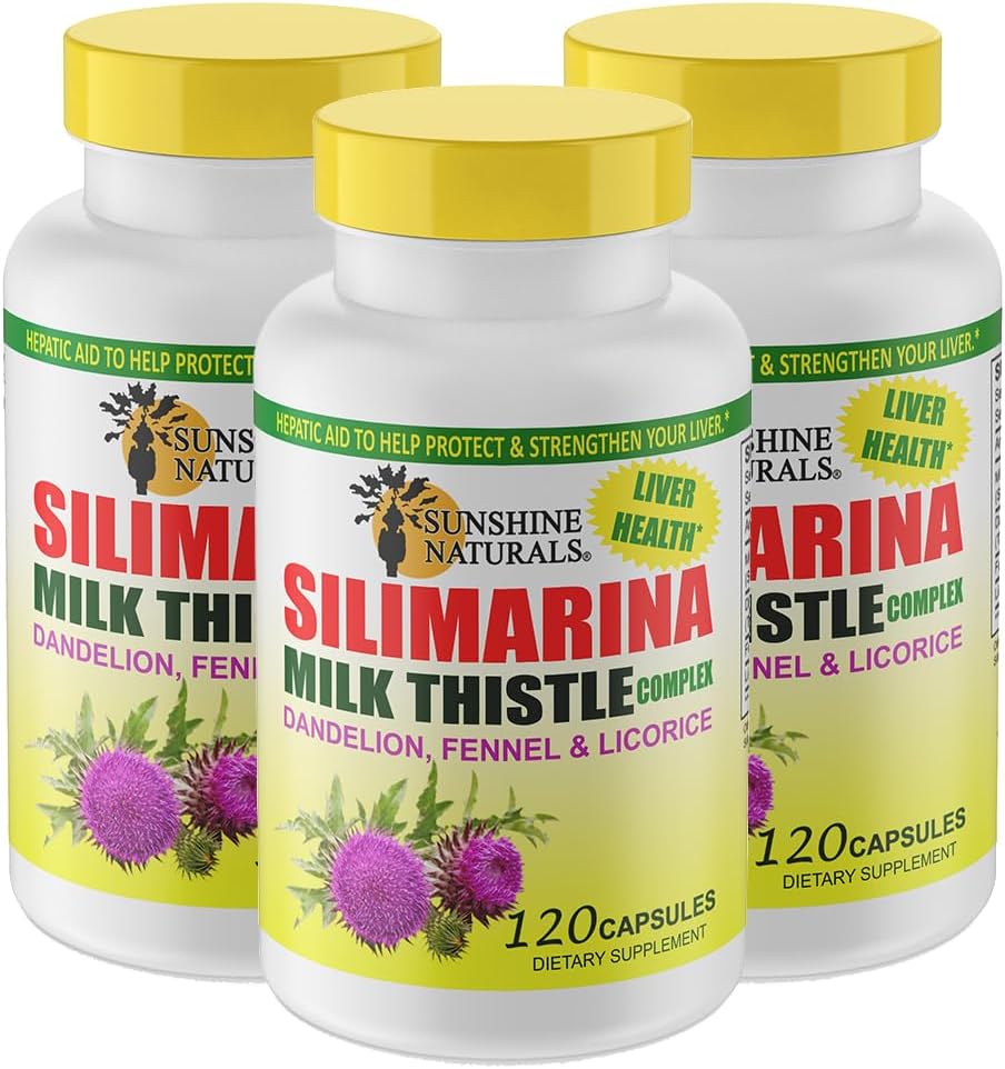 Sunshine Naturals Milk Butle Kompleksi. Liver Health Support, Detoxification, Antioxy Defense ve Natural Liver Function Geliştirilmişment. Digestive Health. 600 mg. 120 Capsules. 3. Paket 3.