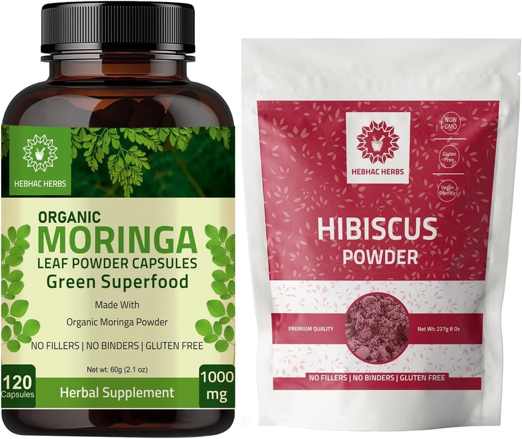 Organik Moringa Capsules 120 Capsules 1000 mg Hibiscus Toz 227g