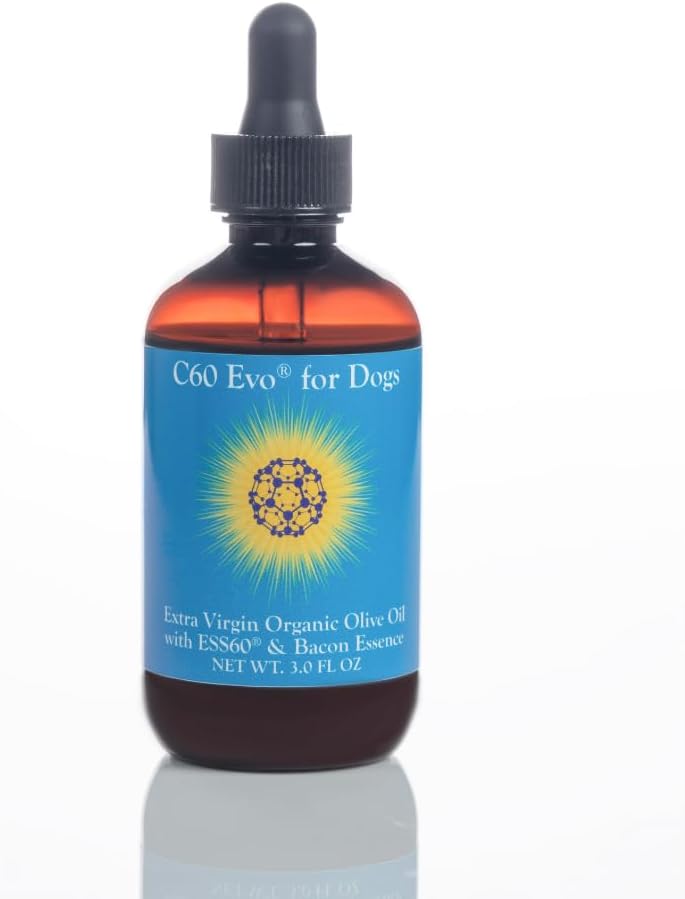 Dog Supplement, Pure ESS60 in Extra Virgin Olive Oil for Dogs, All-in-One Dog Immune Supplement, Dog Joint and Energy Support, Infused with Natural Bacon Essence, 3 oz - C60 Evo
