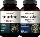 NatureBellll Magnezyum Glycinate Capsules 500 mg & Taurine Capsules 1000mg Per Mail Paketi | Chelated & Purified Mineral | Essential Amino Asits Supplement