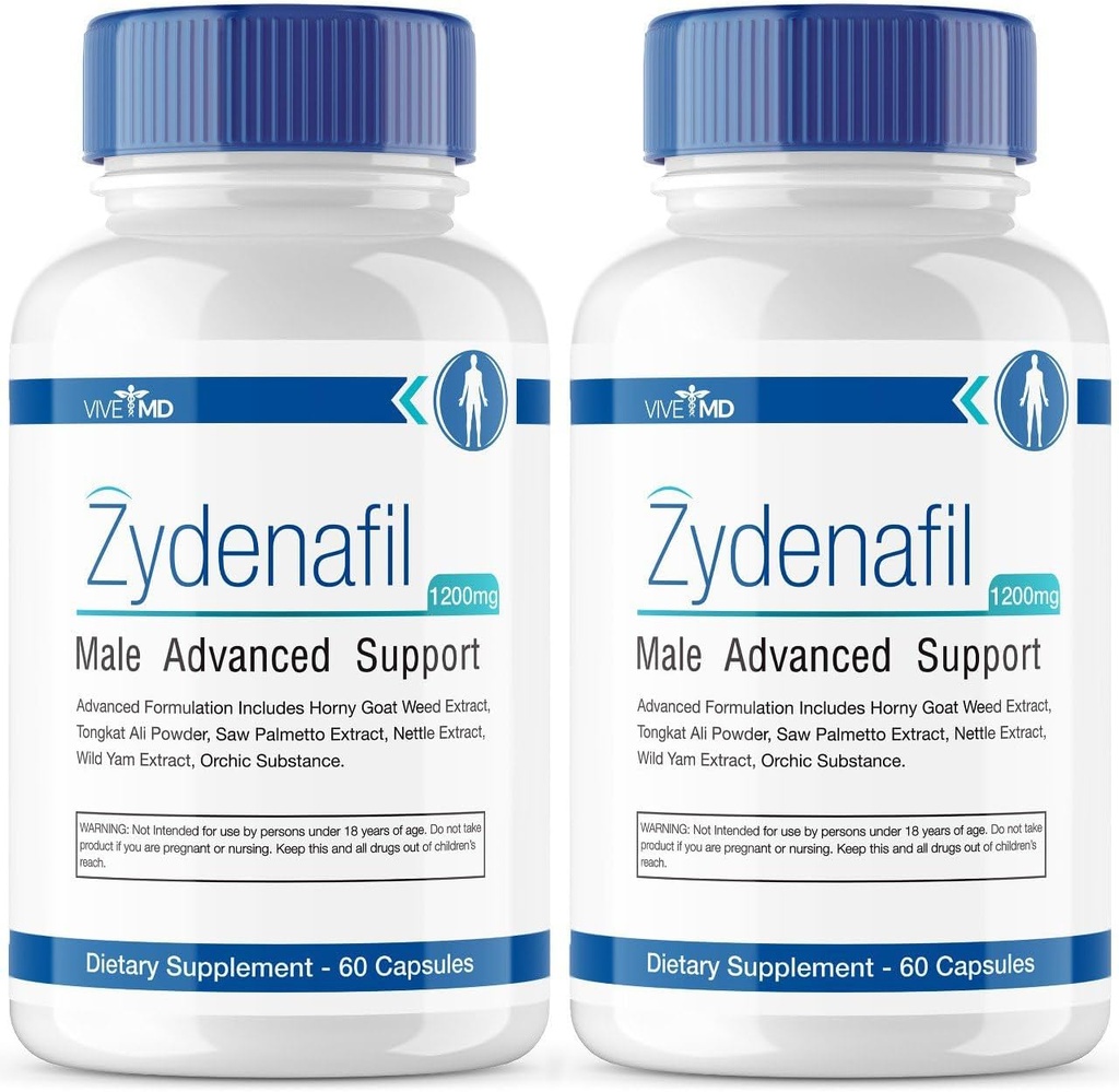 VIVE MD Zydenafil χάπια για άνδρες Advanced Formula - Zydenafil αρσενικά χάπια - Zydenafil 1200mg για μέγιστη αντοχή με Tongkat Ali, Saw Palmetto, Horny Goat Weed Reviews (2 Pack)