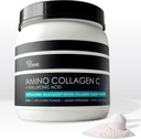 Amino Collagen C ile Hyaluronic Acid (60, 16oz  456g) - Non-GMO Marine Collagen. - Hydrolyzed Toz - Unflavored - No Sugar - For Company Skin, Hydration, sağlıklı Ortaklar ve Gut.