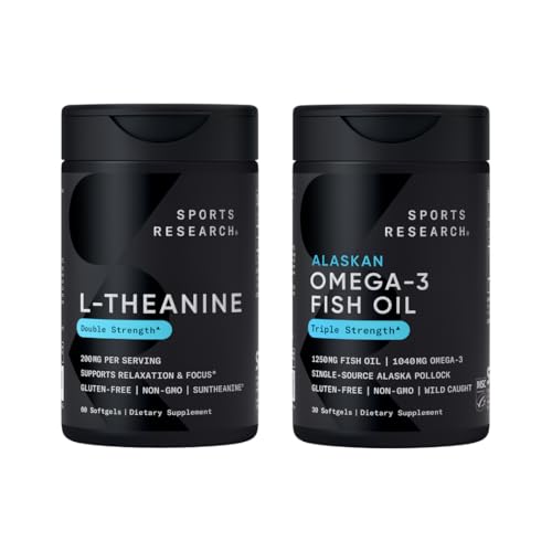 Spor Araştırması Double Strength L-Theanine Suntheanine for Focus, Relaxation & Alertness Non-Drowsy Support + Coconut Oil 60 & Kont Triple Strength Omega 3 Fish Oil 1250 mg Burpless Omega3 EPA & DHA