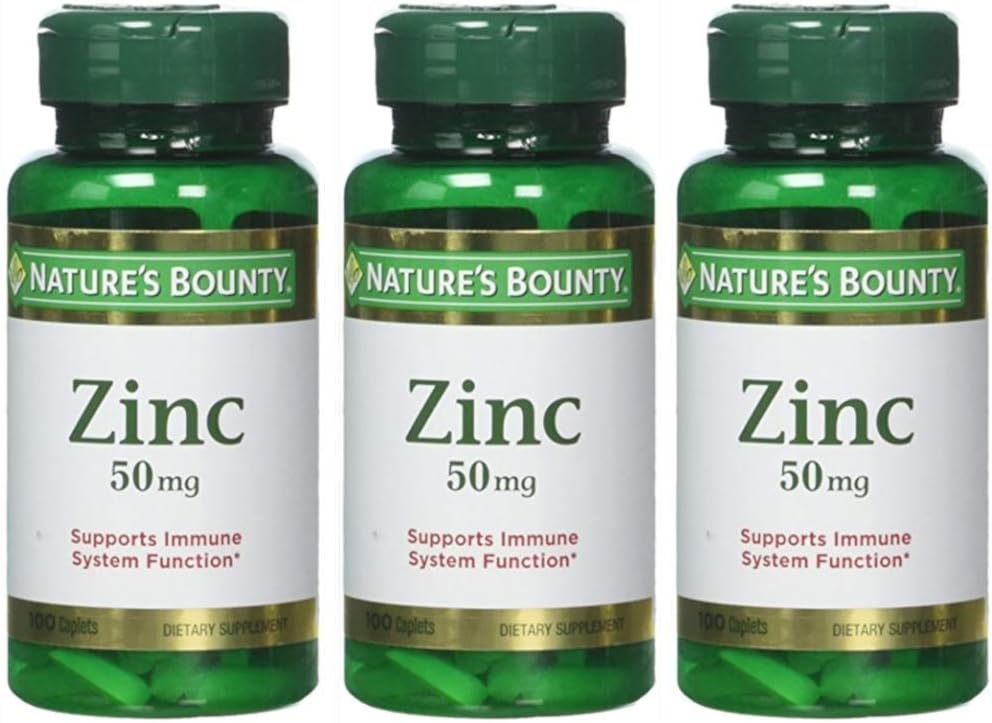 Nature's Bounty Çinko 50 mg Caplets 100 ea (Pack of 3)