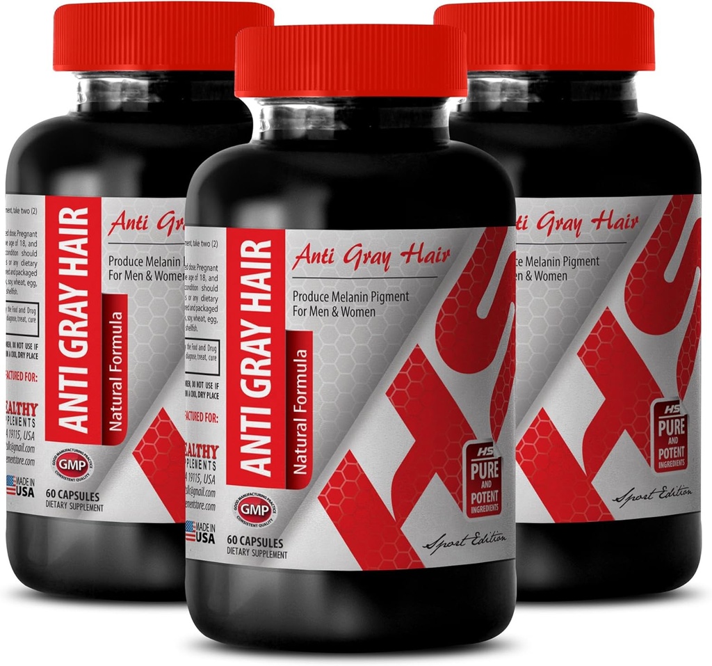 B12 ile Folic Asit - Anti Gray Saç Doğal Formula - Skin ve Nails Desteği (3 Şişe)