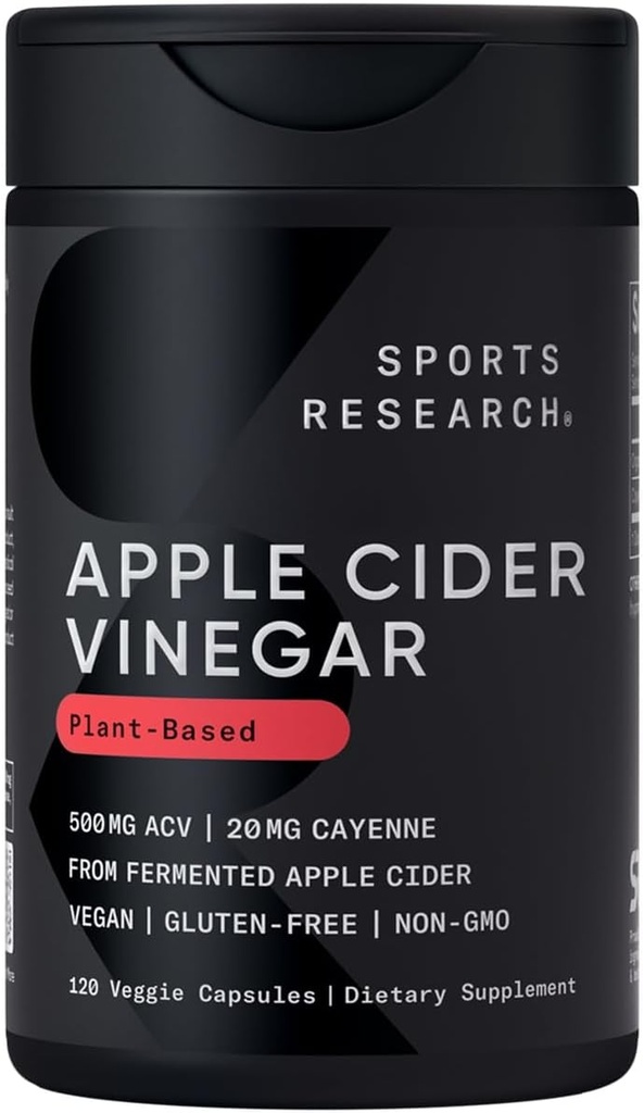 Spor Araştırmaları Apple Cider Vinegar with Cayenne Pepper | Made from Organic Fermented Apple Cider - Non-GMO Project TY & Vegan sertifikalı (120 Veggie Capsules)