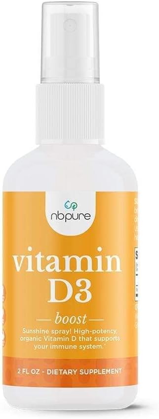 Nbpure Organic Vitamin D3 Spray - Υψηλής ισχύος υγρό 1000IU ανά υπηρεσία για γυναίκες, άνδρες, παιδιά - Cholecalciferol ‘Sunshine’ συμπλήρωμα - εύκολο στη χρήση, φιλικό προς την οικογένεια, On-The-Go Travel