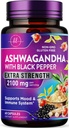 Ashwagandha 2,100 mg - Veggie Capsules'teki Kadınlar için Toz & Kök Üretimi, Siyah Pepper, Yüksek Absorpsiyon, Plant bazlı, ABD'de Şişelenmiş - 60 Veggie Capsules