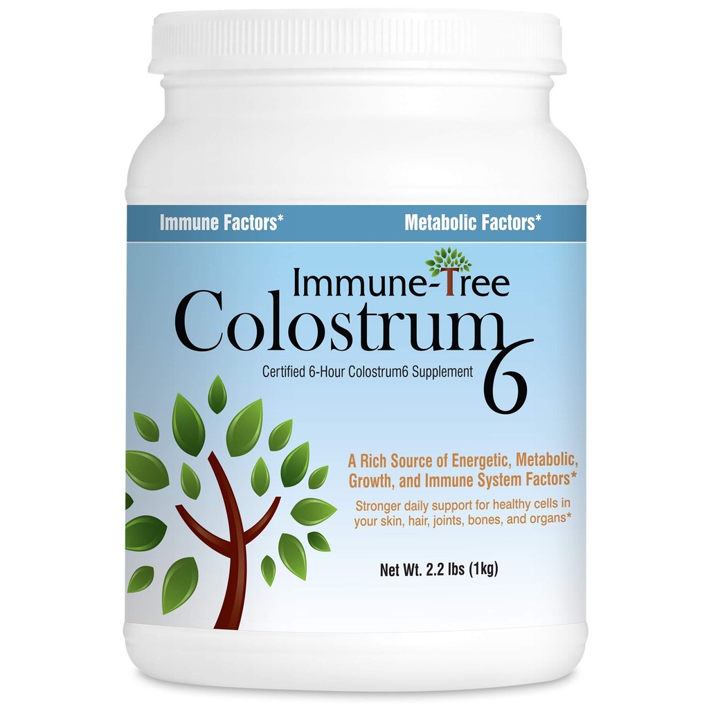 Immune Tree 100% Bovine Colostrum Powder, 661 Servings, 2.2lb (1 Kilo), Υποστηρίζει την καταπολέμηση της γήρανσης, Υγιεινό ανοσοποιητικό σύστημα, Gut & Digestion, μυών, & ευεξίας, Κατασκευάζεται στις ΗΠΑ από χόρτο Fed, Βαθμός Α γαλακτοκομικές αγελάδες