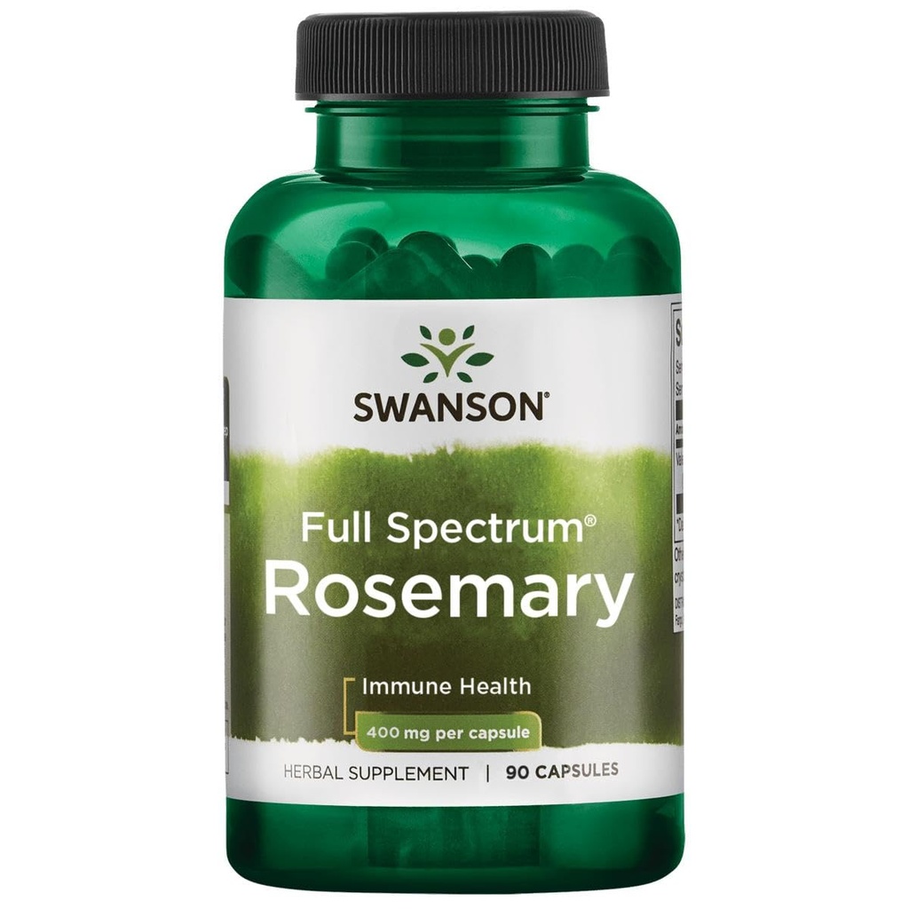 Swanson Full Spectrum Rosemary - Herbal Supplement Immune Health Support - Doğal Formula Vücut ve Destek Genel Wellness'i Korumaya Yardımcı Olmak - (90 Capsules, 400 mg Her)