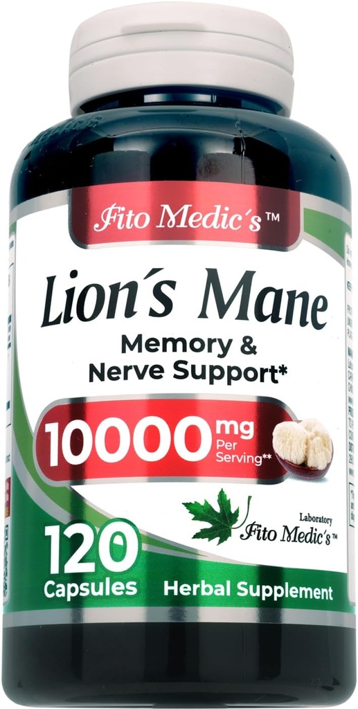 Lab | Lions Mane | 120 Capsules | Lions Mane Supplement | Lions Mane Supplement Capsules | Mushroom Supplement | Ultra high Absorption.